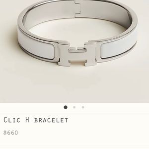 Hermès Clic H Bracelet White Silver